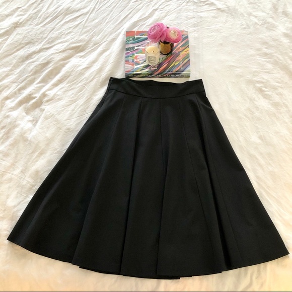 Trina Turk Black Flare Tea / A-Line Midi Skirt (6) - Picture 10 of 14